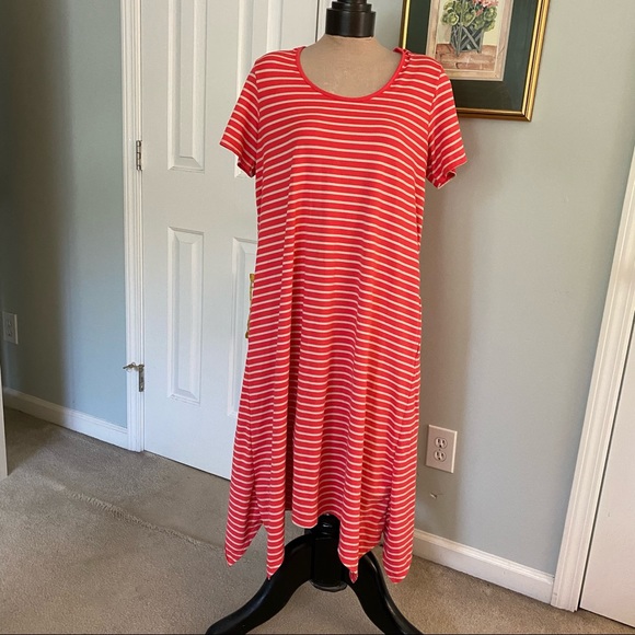 Cuddl Duds Flexwear Red Stripe Dress 